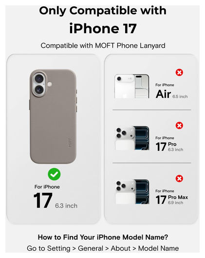 MOFT MOVAS Snap iPhone 17 Hoesje MagSafe Vegan Leer Back Cover Taupe afbeelding 4