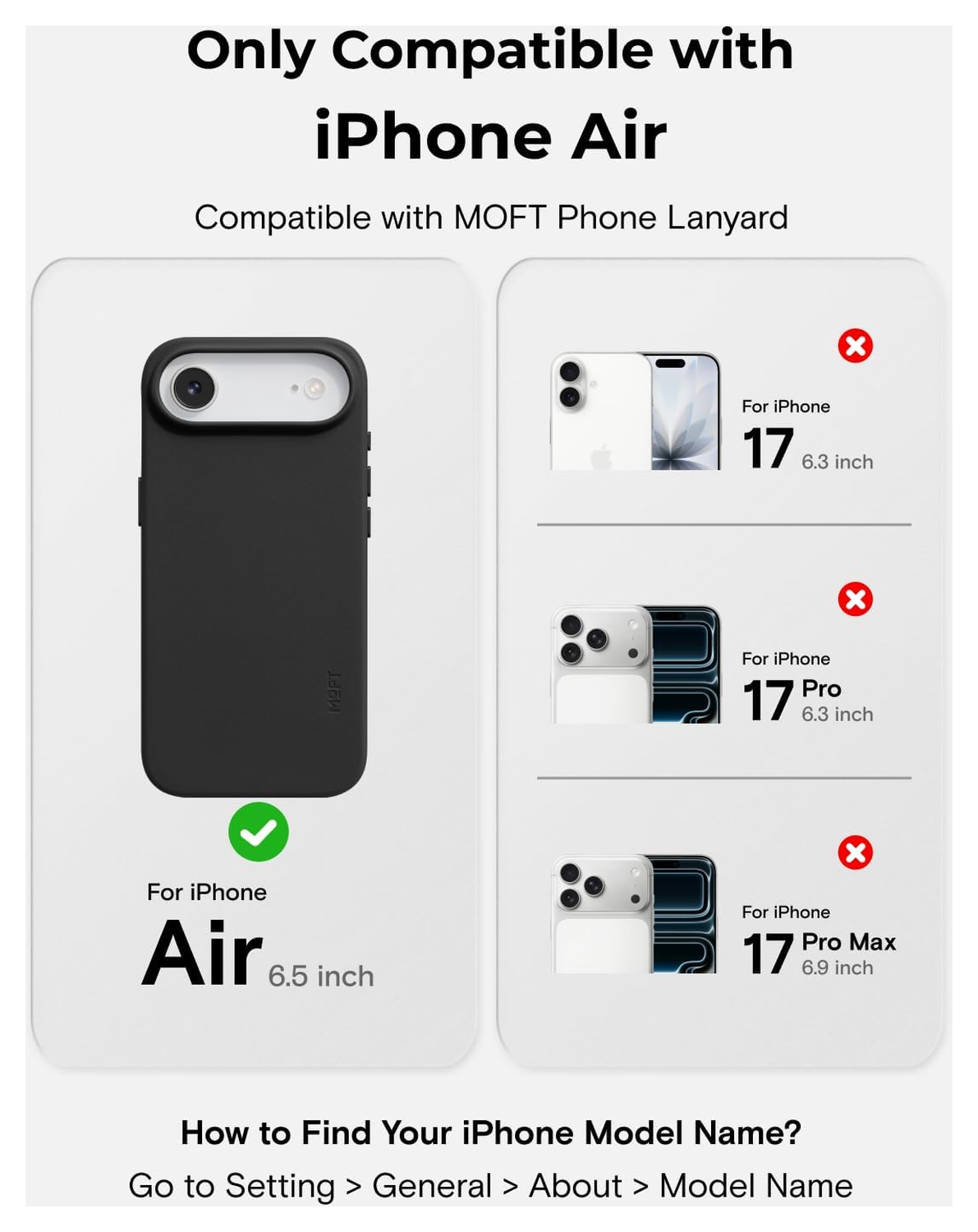 MOFT MOVAS Snap iPhone Air Hoesje MagSafe Vegan Leer Back Cover Zwart afbeelding 3