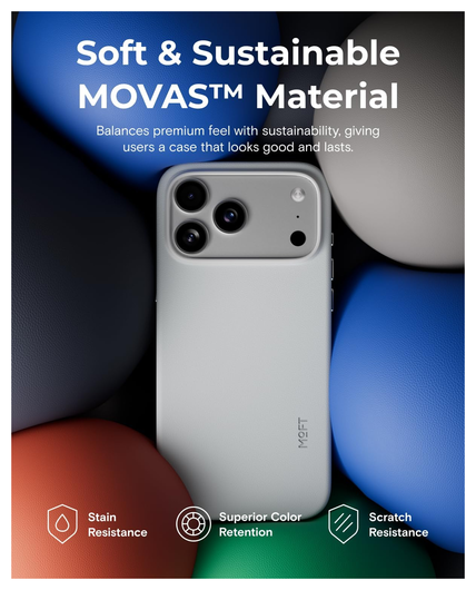 MOFT MOVAS Snap iPhone Air Hoesje MagSafe Vegan Leer Back Cover Grijs afbeelding 4