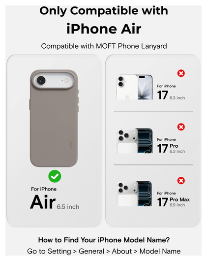 MOFT MOVAS Snap iPhone Air Hoesje MagSafe Vegan Leer Back Cover Taupe afbeelding 3