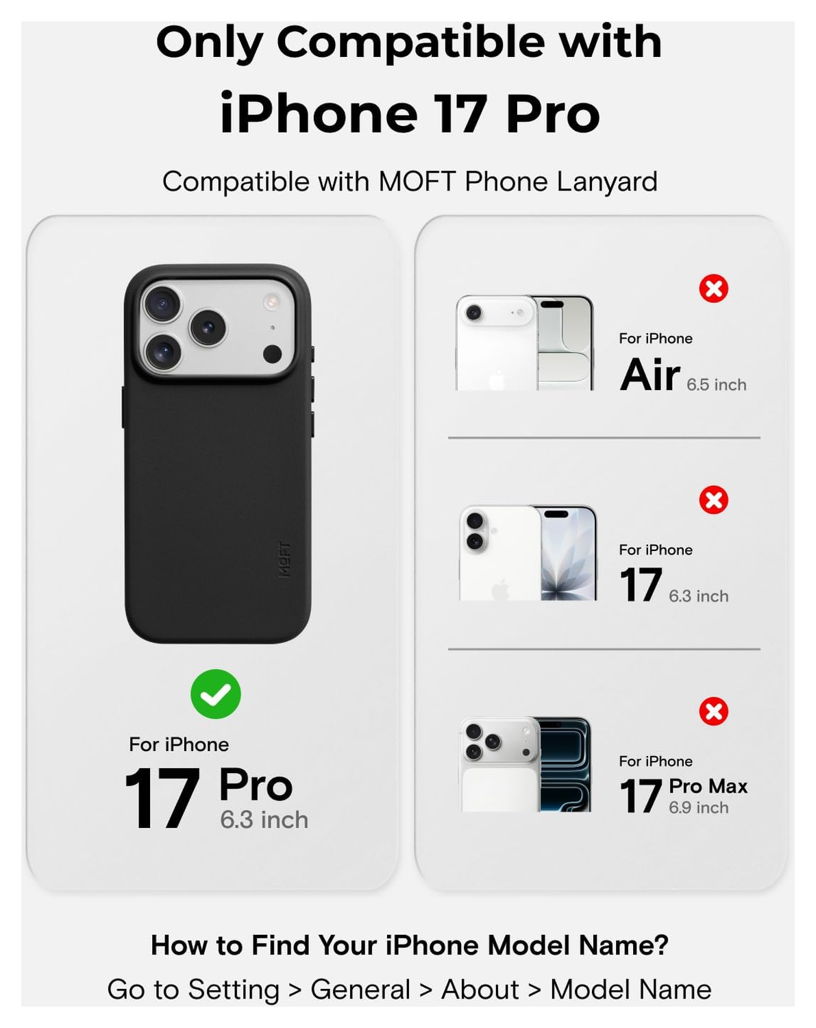 MOFT MOVAS Snap iPhone 17 Pro Hoesje MagSafe Vegan Leer Back Cover Zwart afbeelding 4