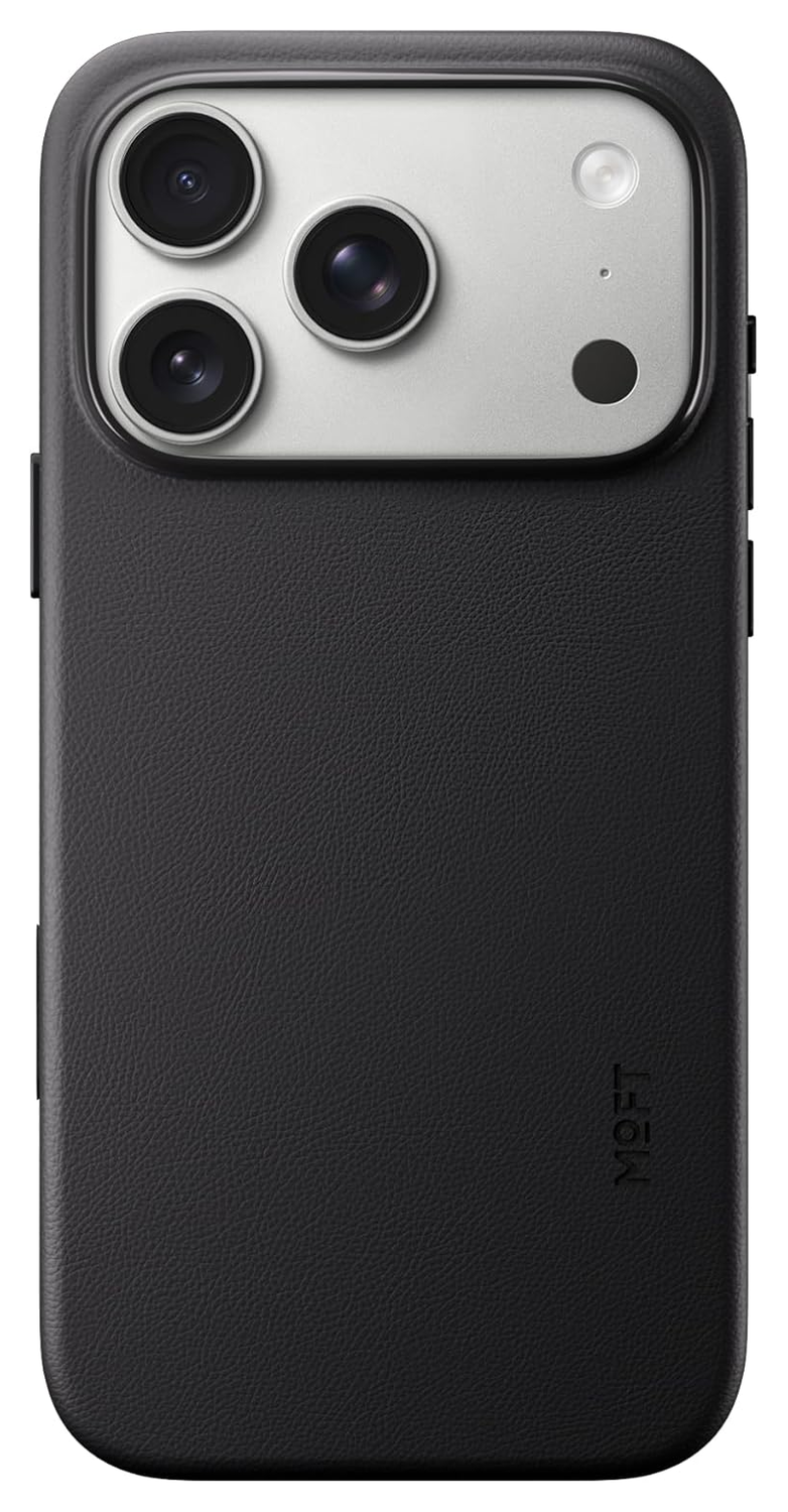 MOFT MOVAS Snap iPhone 17 Pro Hoesje MagSafe Vegan Leer Back Cover Zwart afbeelding 1