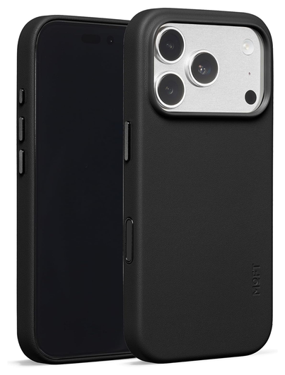 MOFT MOVAS Snap iPhone 17 Pro Hoesje MagSafe Vegan Leer Back Cover Zwart afbeelding 2