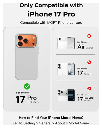 MOFT MOVAS Snap iPhone 17 Pro Hoesje MagSafe Vegan Leer Back Cover Grijs afbeelding 3