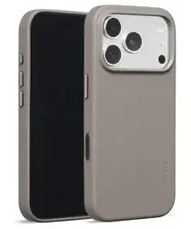 MOFT MOVAS Snap iPhone 17 Pro Hoesje MagSafe Vegan Leer Back Cover Taupe afbeelding