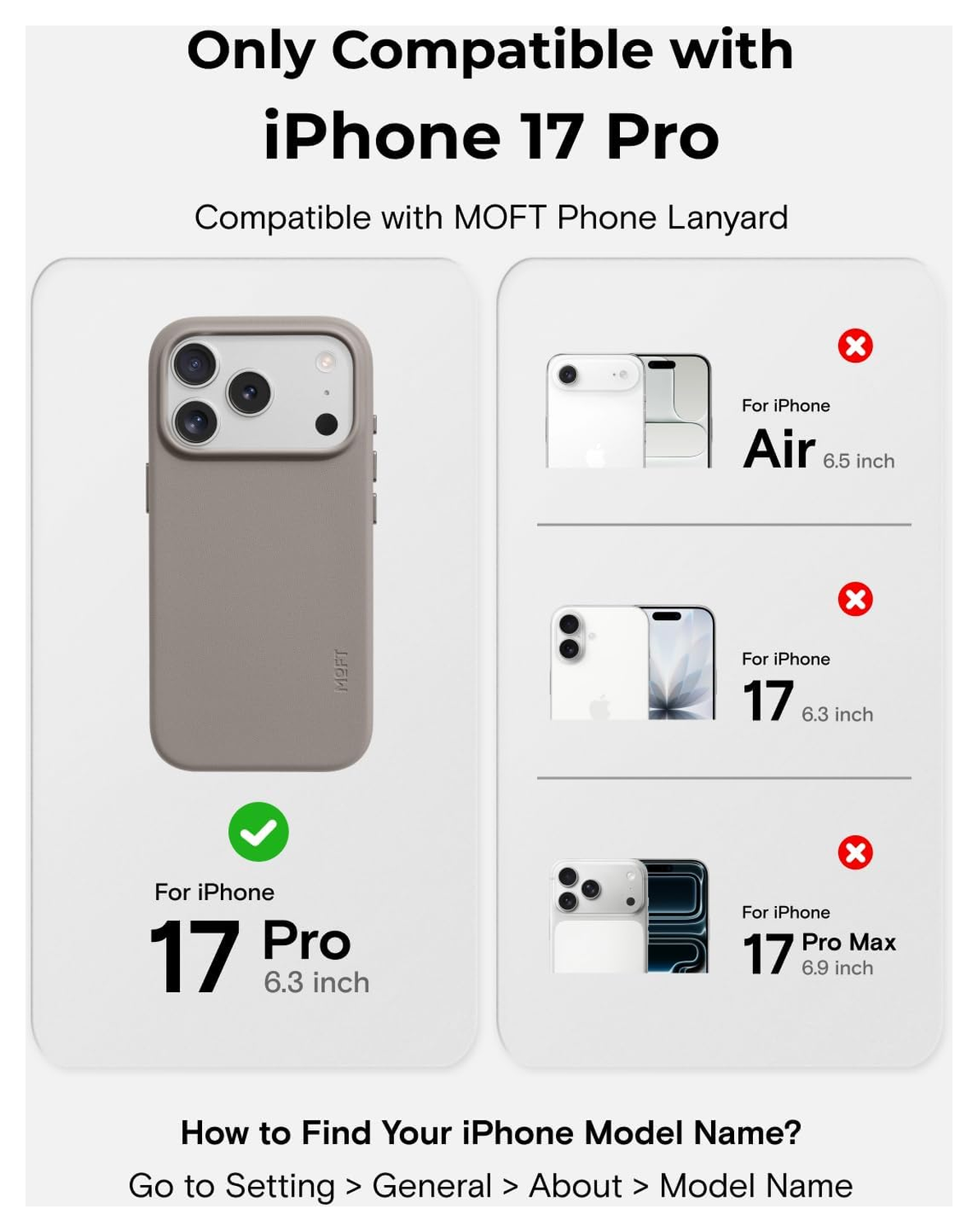 MOFT MOVAS Snap iPhone 17 Pro Hoesje MagSafe Vegan Leer Back Cover Taupe afbeelding 3