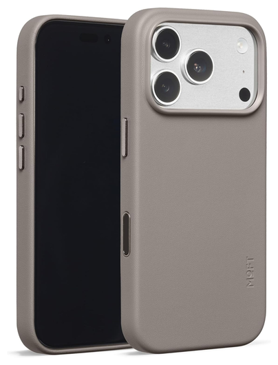 MOFT MOVAS Snap iPhone 17 Pro Hoesje MagSafe Vegan Leer Back Cover Taupe afbeelding 2