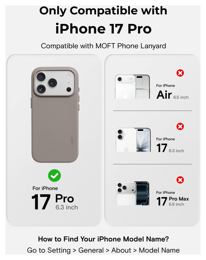 MOFT MOVAS Snap iPhone 17 Pro Hoesje MagSafe Vegan Leer Back Cover Taupe afbeelding 3
