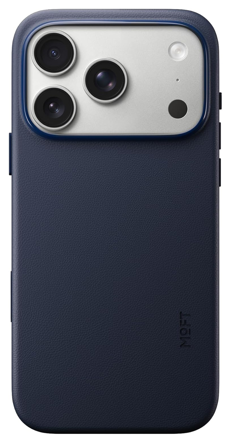 MOFT MOVAS Snap iPhone 17 Pro Hoesje MagSafe Vegan Leer Back Cover Navy afbeelding 1