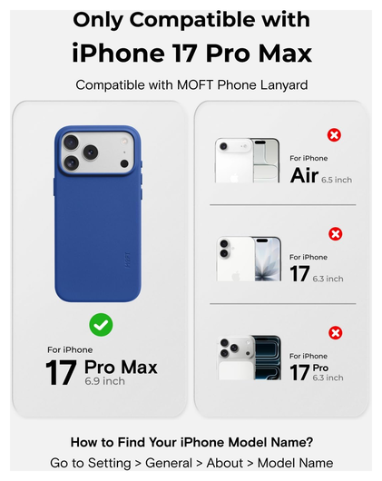 MOFT MOVAS Snap iPhone 17 Pro Hoesje MagSafe Vegan Leer Back Cover Blauw afbeelding 4