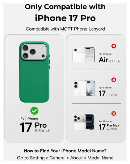 MOFT MOVAS Snap iPhone 17 Pro Hoesje MagSafe Vegan Leer Back Cover Groen afbeelding 4