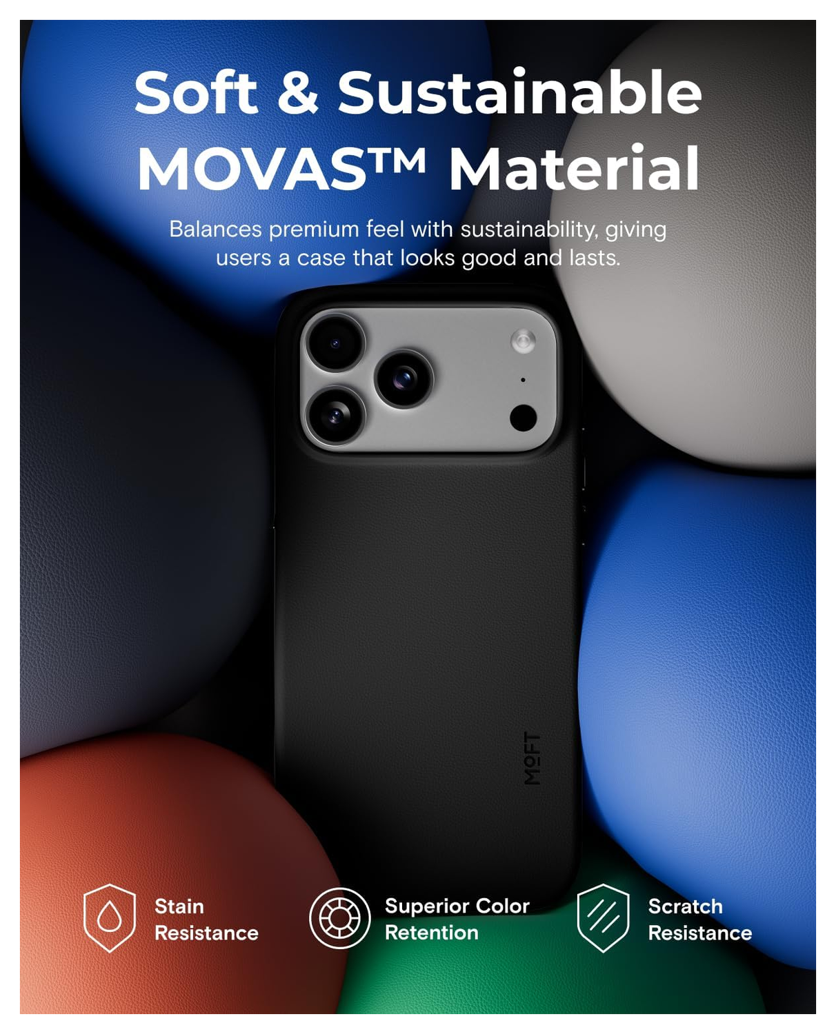 MOFT MOVAS Snap iPhone 17 Pro Max Hoesje MagSafe Vegan Leer Back Cover Zwart afbeelding 5