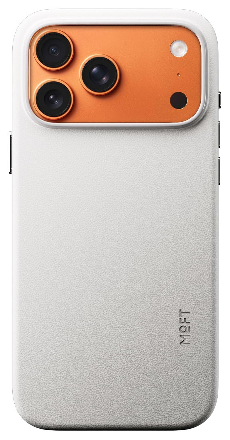 MOFT MOVAS Snap iPhone 17 Pro Max Hoesje MagSafe Vegan Leer Back Cover Grijs afbeelding 1