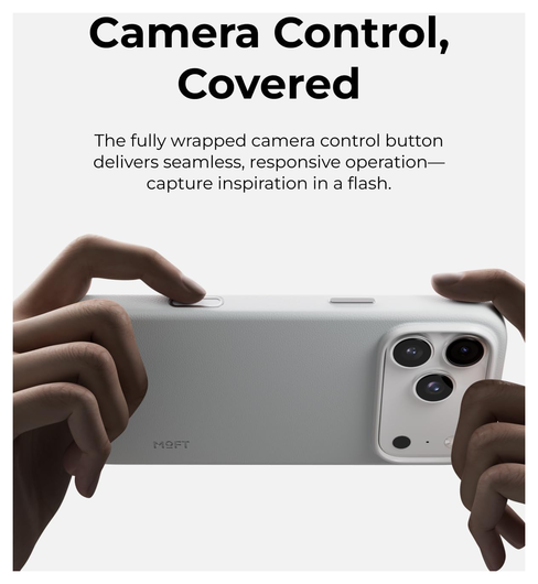 MOFT MOVAS Snap iPhone 17 Pro Max Hoesje MagSafe Vegan Leer Back Cover Grijs afbeelding 9