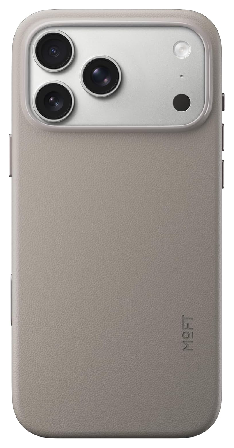 MOFT MOVAS Snap iPhone 17 Pro Max Hoesje MagSafe Vegan Leer Back Cover Taupe afbeelding 1
