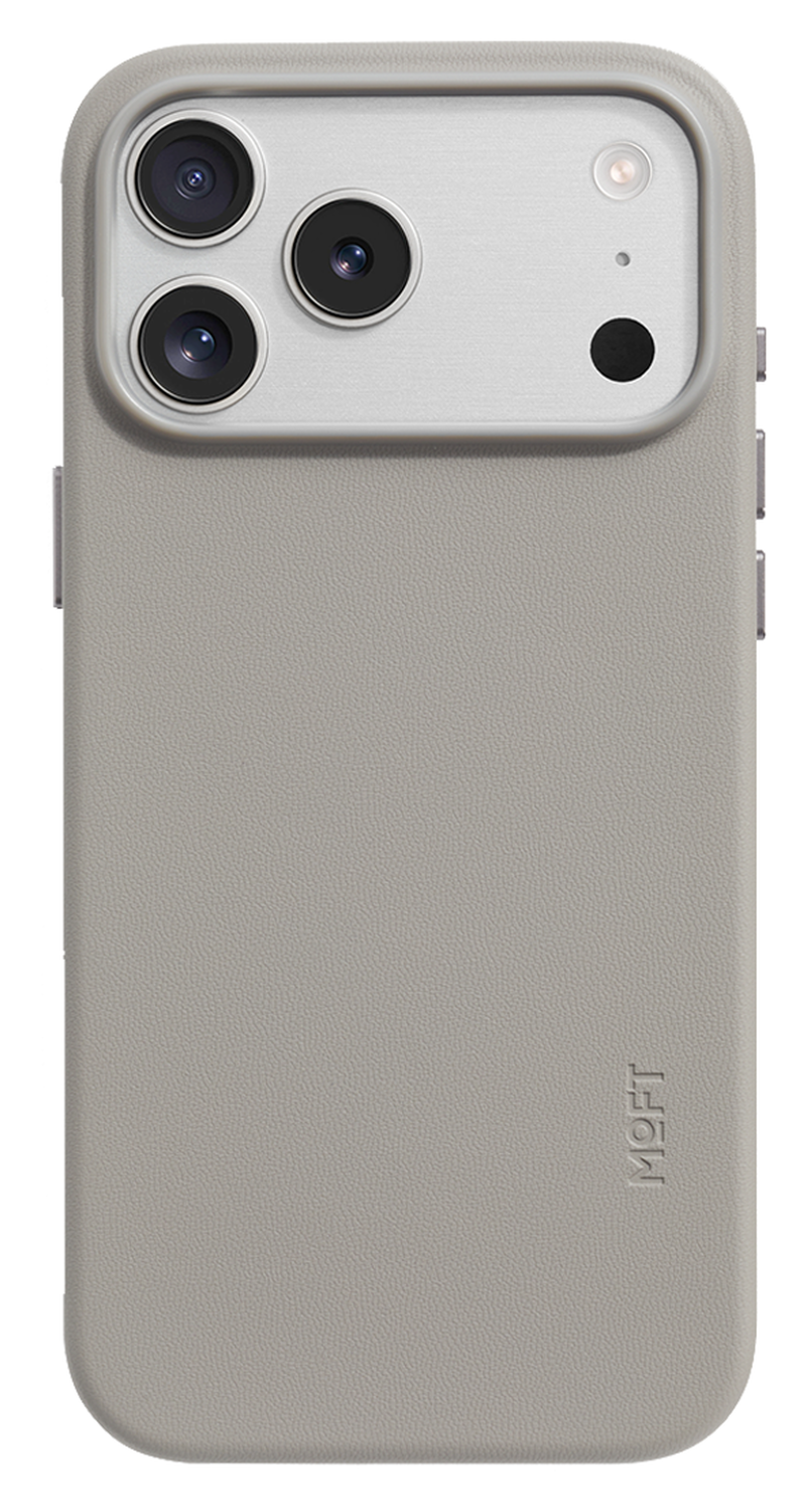 MOFT MOVAS Snap iPhone 17 Pro Max Hoesje MagSafe Vegan Leer Back Cover Taupe afbeelding 1