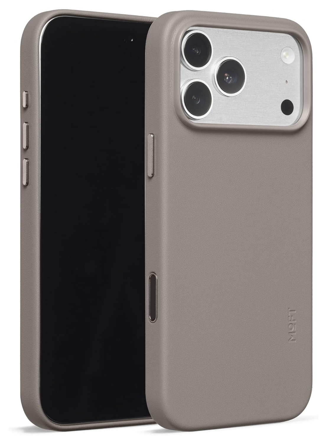 MOFT MOVAS Snap iPhone 17 Pro Max Hoesje MagSafe Vegan Leer Back Cover Taupe afbeelding 2