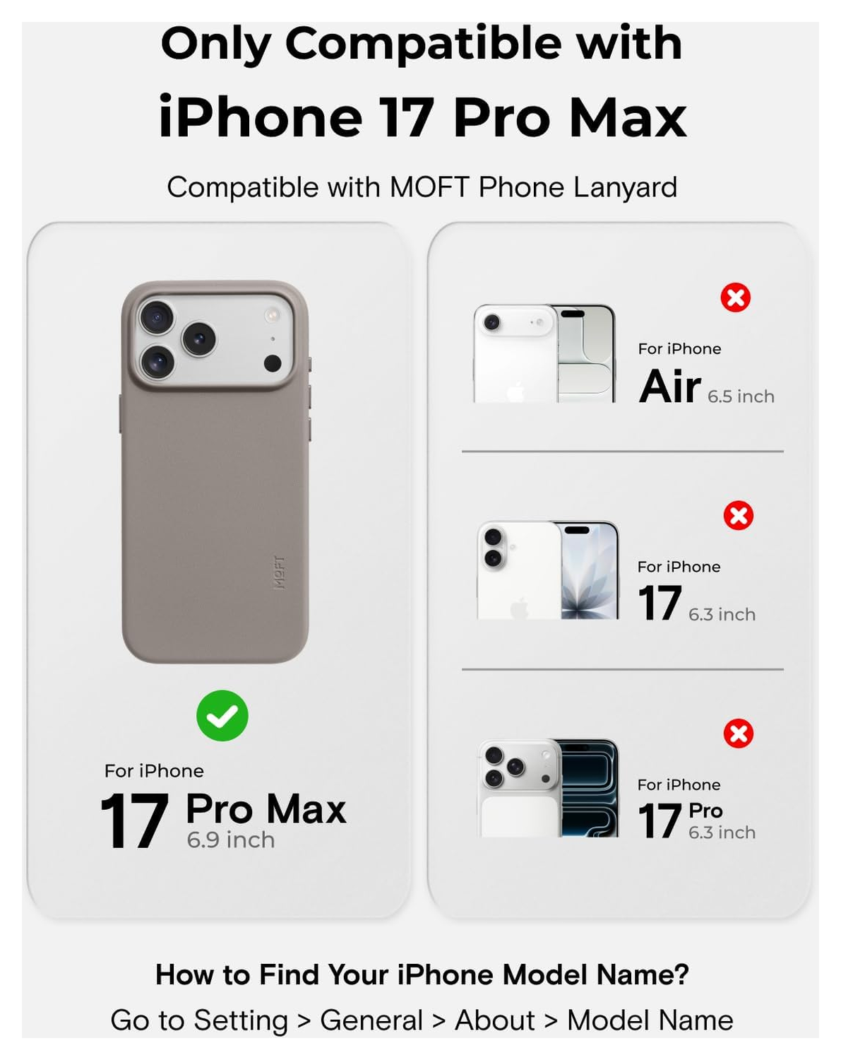 MOFT MOVAS Snap iPhone 17 Pro Max Hoesje MagSafe Vegan Leer Back Cover Taupe afbeelding 3