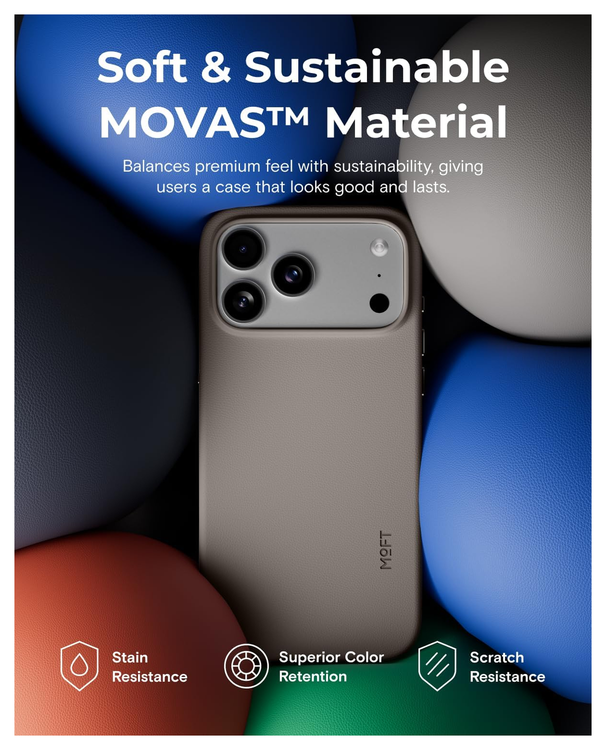 MOFT MOVAS Snap iPhone 17 Pro Max Hoesje MagSafe Vegan Leer Back Cover Taupe afbeelding 4