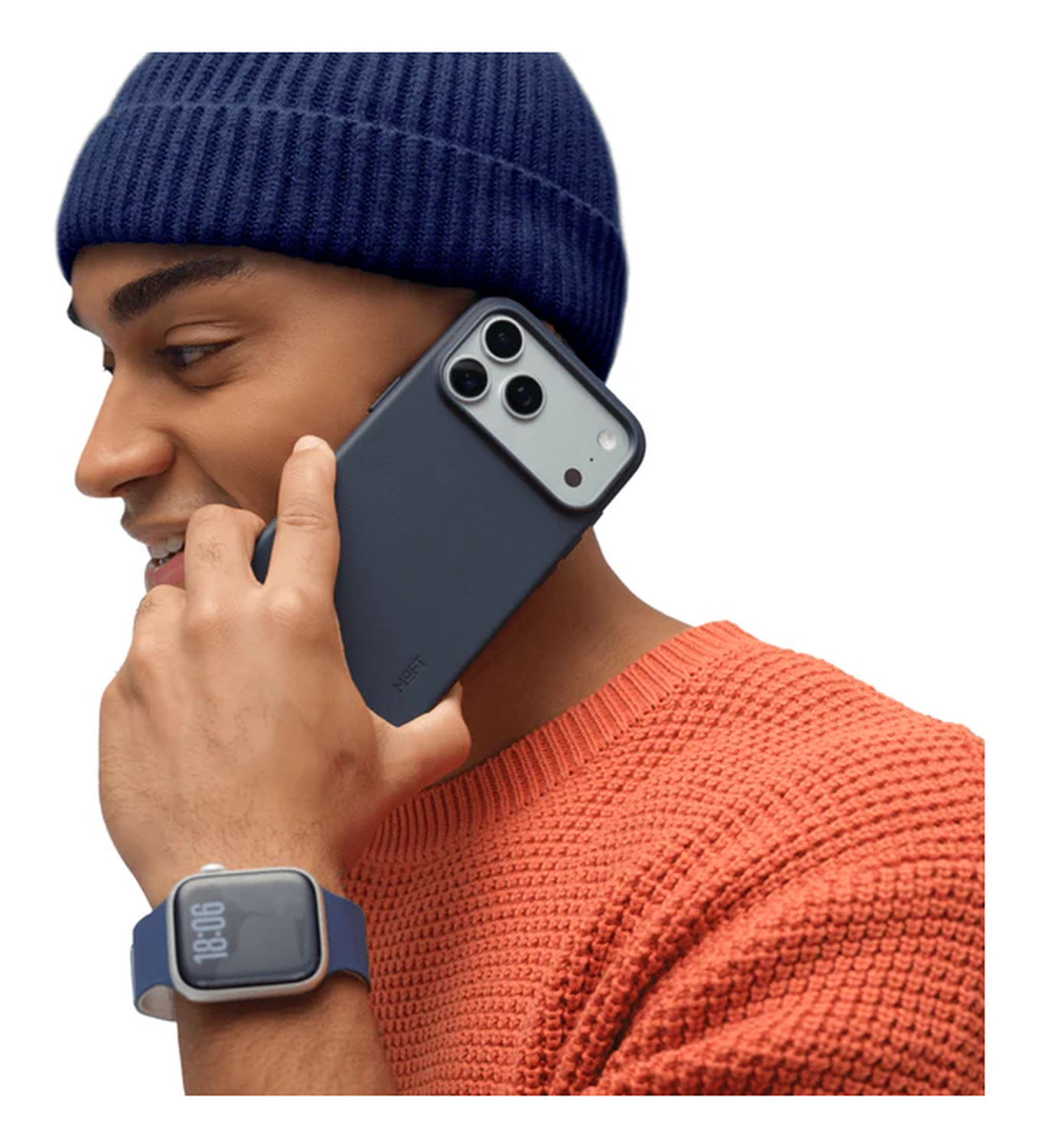 MOFT MOVAS Snap iPhone 17 Pro Max Hoesje MagSafe Vegan Leer Back Cover Navy afbeelding 10