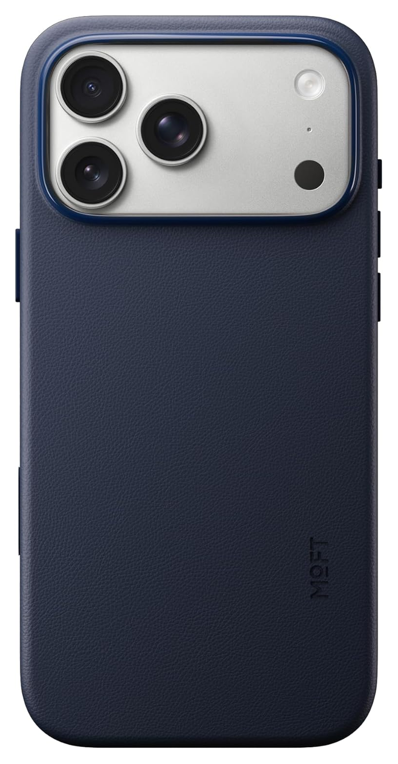 MOFT MOVAS Snap iPhone 17 Pro Max Hoesje MagSafe Vegan Leer Back Cover Navy afbeelding 1