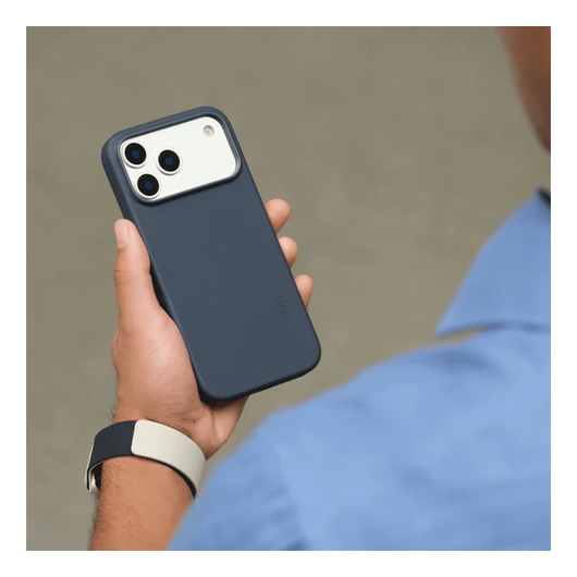 MOFT MOVAS Snap iPhone 17 Pro Max Hoesje MagSafe Vegan Leer Back Cover Navy afbeelding 2