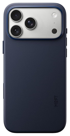 MOFT MOVAS Snap iPhone 17 Pro Max Hoesje MagSafe Vegan Leer Back Cover Navy afbeelding 1