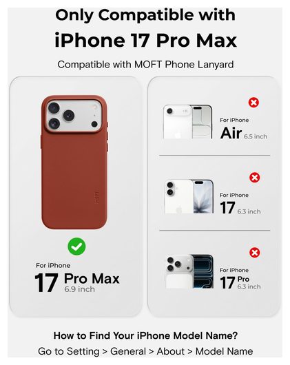 MOFT MOVAS Snap iPhone 17 Pro Max Hoesje MagSafe Vegan Leer Back Cover Rood afbeelding 3