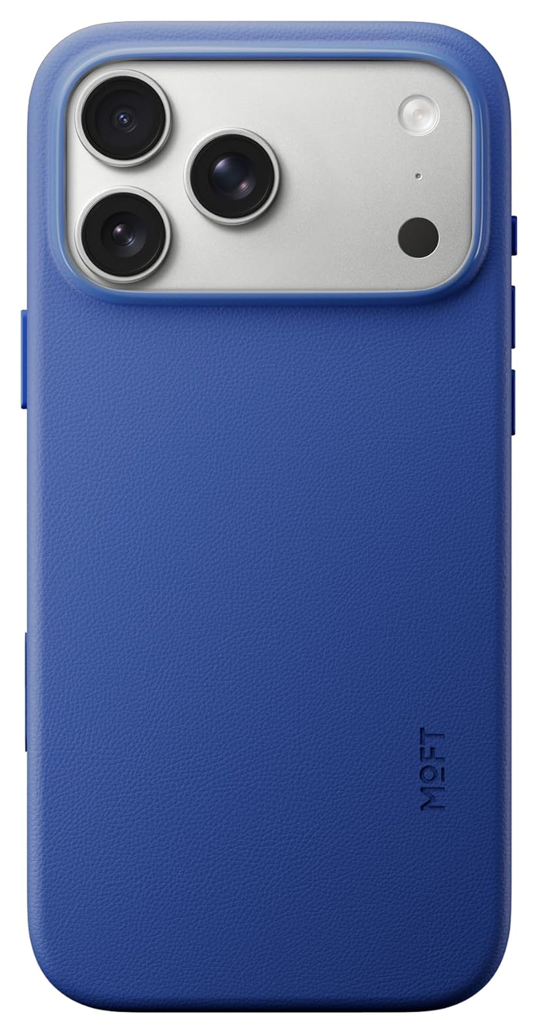 MOFT MOVAS Snap iPhone 17 Pro Max Hoesje MagSafe Vegan Leer Back Cover Blauw afbeelding 1