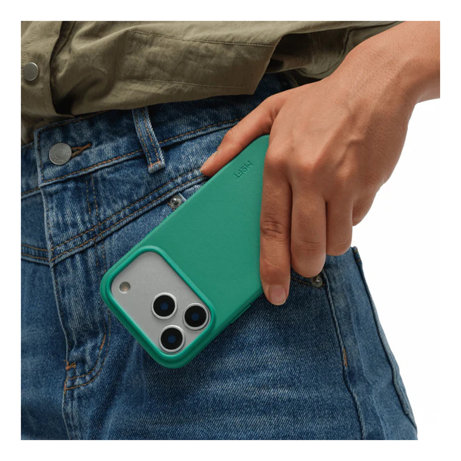 MOFT MOVAS Snap iPhone 17 Pro Max Hoesje MagSafe Vegan Leer Back Cover Groen afbeelding 2