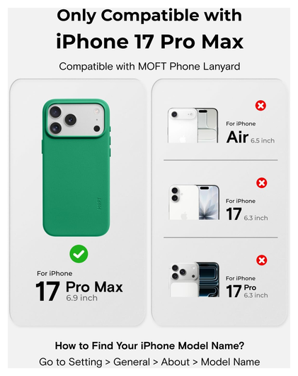 MOFT MOVAS Snap iPhone 17 Pro Max Hoesje MagSafe Vegan Leer Back Cover Groen afbeelding 4