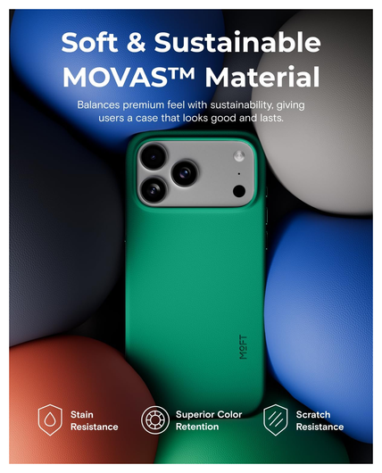 MOFT MOVAS Snap iPhone 17 Pro Max Hoesje MagSafe Vegan Leer Back Cover Groen afbeelding 5