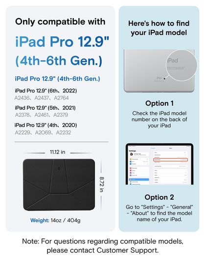 MOFT Dynamic Folio iPad Pro 12.9 Hoes Book Case met Standaard Zwart afbeelding 2