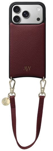 AVY Apple iPhone 17 Pro Burgundy Leren Hoesje met Koord Short Leather afbeelding 1