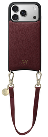 AVY Apple iPhone 17 Pro Burgundy Leren Hoesje met Koord Short Leather