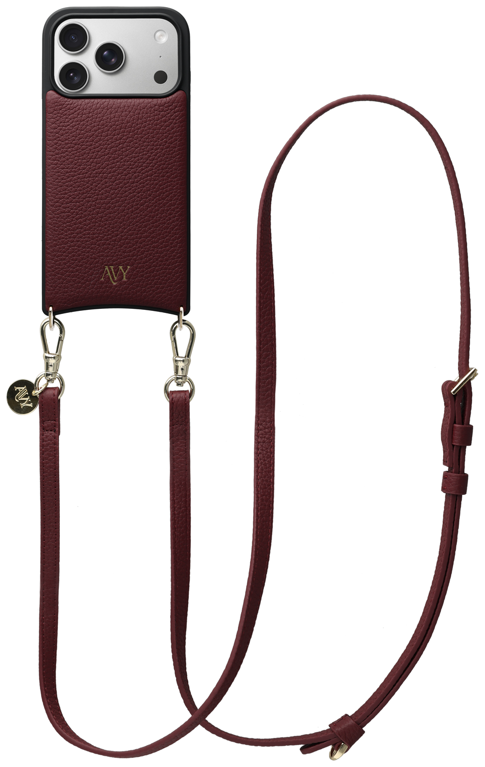 AVY Apple iPhone 17 Pro Burgundy Leren Hoesje met Koord Long Leather afbeelding 1