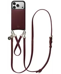 AVY Apple iPhone 17 Pro Burgundy Leren Hoesje met Koord Leather Set afbeelding
