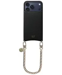 AVY Apple iPhone 17 Pro Max Zwart Leren Hoesje met Koord Aurum Lien afbeelding