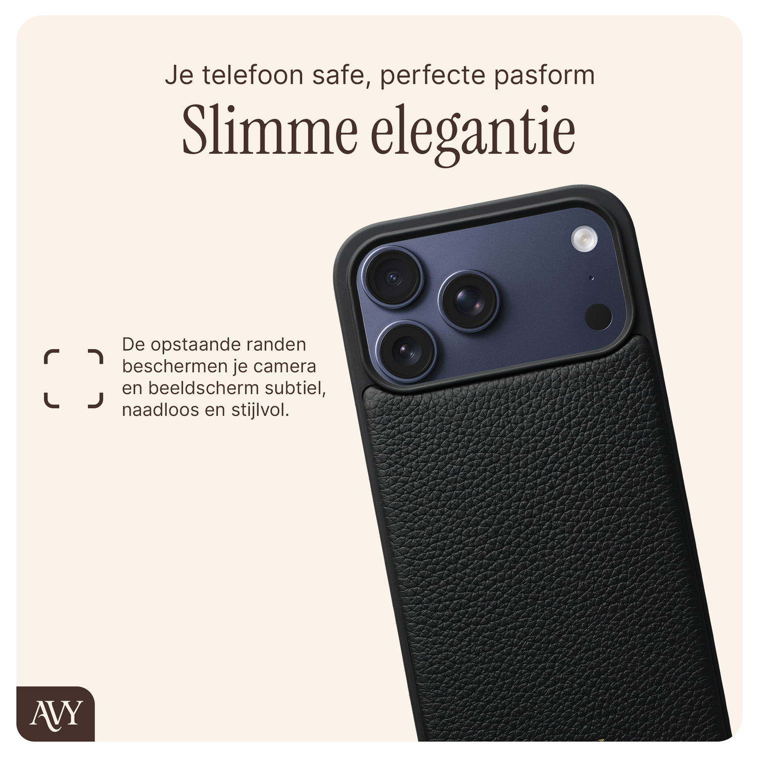 AVY Apple iPhone 17 Pro Max Zwart Leren Hoesje met Koord Silver Spark afbeelding 5