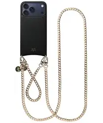 AVY Apple iPhone 17 Pro Max Zwart Leren Hoesje met Koord Aurum Lien Set afbeelding