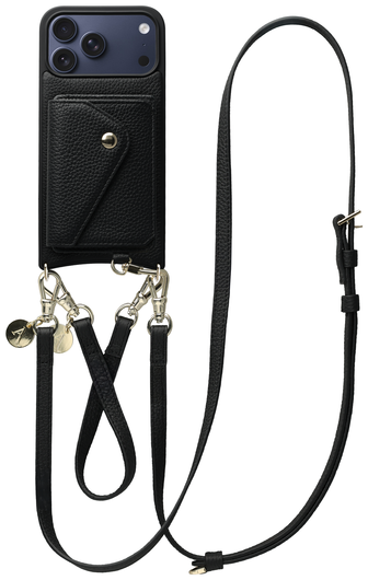 AVY Apple iPhone 17 Pro Max Zwart Leren Hoesje met Koord Leather Set afbeelding 1
