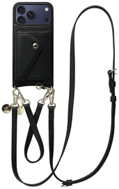AVY Apple iPhone 17 Pro Max Zwart Leren Hoesje met Koord Leather Set afbeelding