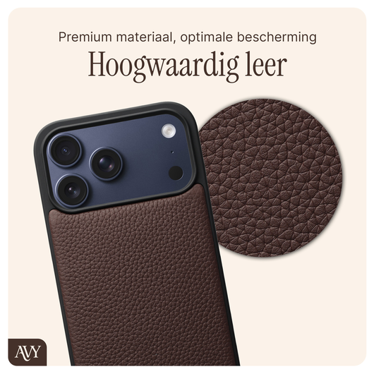 AVY Apple iPhone 17 Pro Max Bruin Leren Hoesje met Koord Aurum Lien afbeelding 5