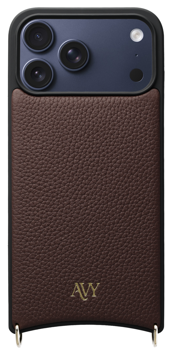 AVY Apple iPhone 17 Pro Max Bruin Leren Hoesje met Koord Silver Spark afbeelding 11