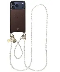 AVY Apple iPhone 17 Pro Max Bruin Leren Hoesje met Koord Perla Chic Set afbeelding