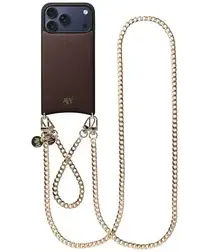 AVY Apple iPhone 17 Pro Max Bruin Leren Hoesje met Koord Aurum Lien Set afbeelding