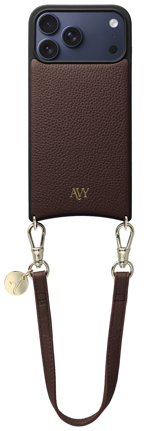 AVY Apple iPhone 17 Pro Max Bruin Leren Hoesje met Koord Short Leather afbeelding 1