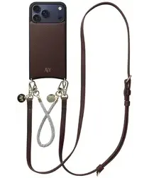 AVY Apple iPhone 17 Pro Max Bruin Leren Hoesje met Koord Leather and Silver afbeelding