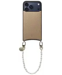 AVY Apple iPhone 17 Pro Max Beige Leren Hoesje met Koord Perla Chic afbeelding