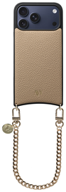 AVY Apple iPhone 17 Pro Max Beige Leren Hoesje met Koord Aurum Lien